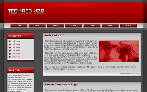 Tech Red v.2.0 Free CSS Website Template By ThemeKings.net